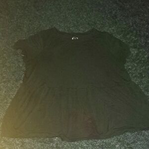 Maurices Black Peplum Short Sleeve T-Shirt